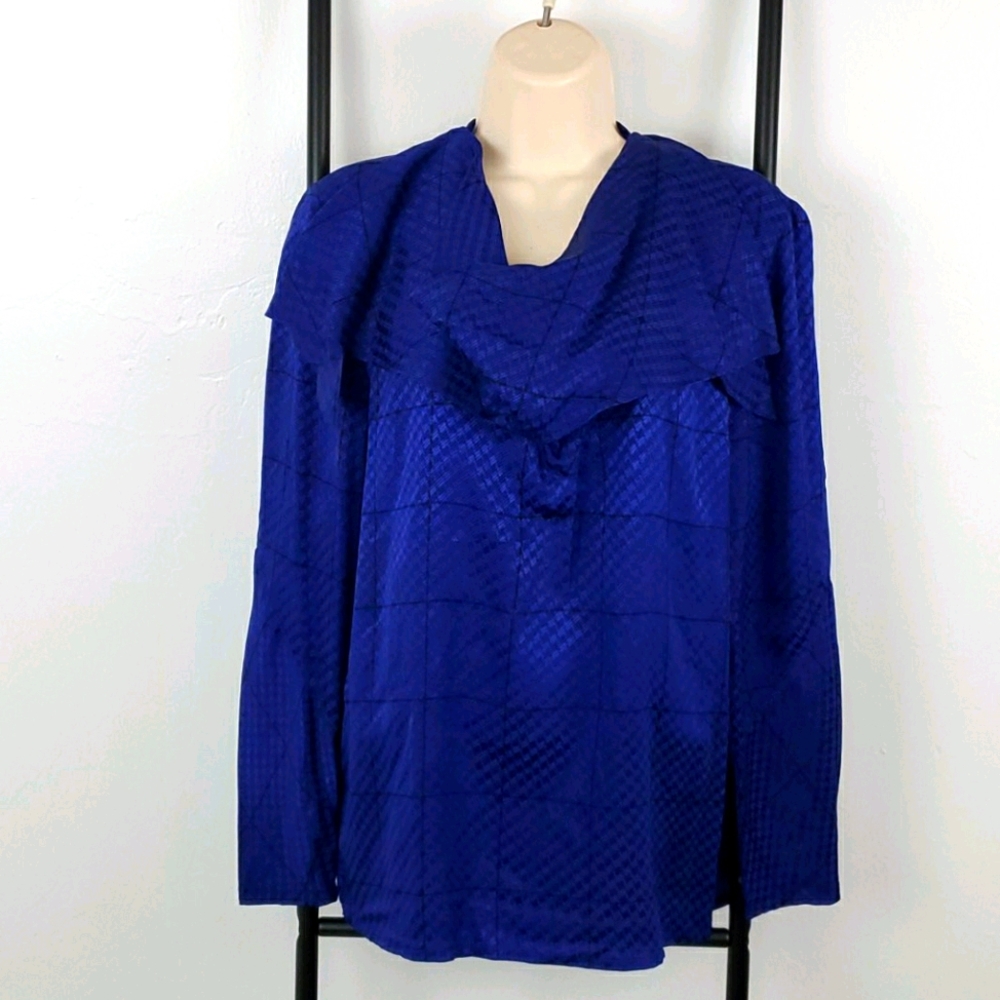 Vintage Ferragamo Silk Logo Blouse 1980s Made in Italy Luxury Shirt